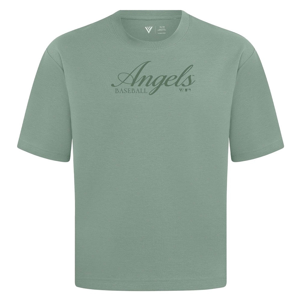 Los Angeles Angels Levelwear Ethereal Oversized Luxe Signature Knit T-Shirt - Green - MLB Sale