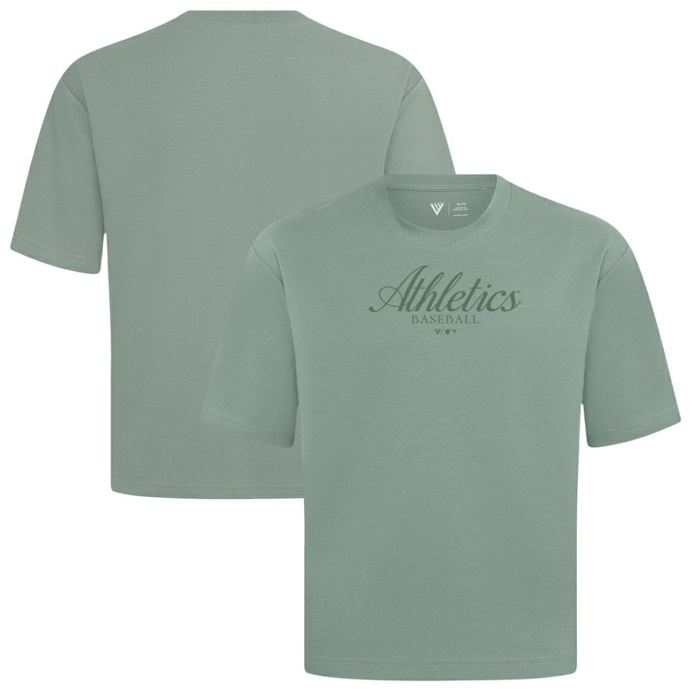 Athletics Levelwear Ethereal Oversized Luxe Signature Knit T-Shirt - Green - MLB on Sale