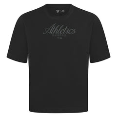Athletics Levelwear Ethereal Oversized Luxe Signature Knit T-Shirt - Black - MLB Discount
