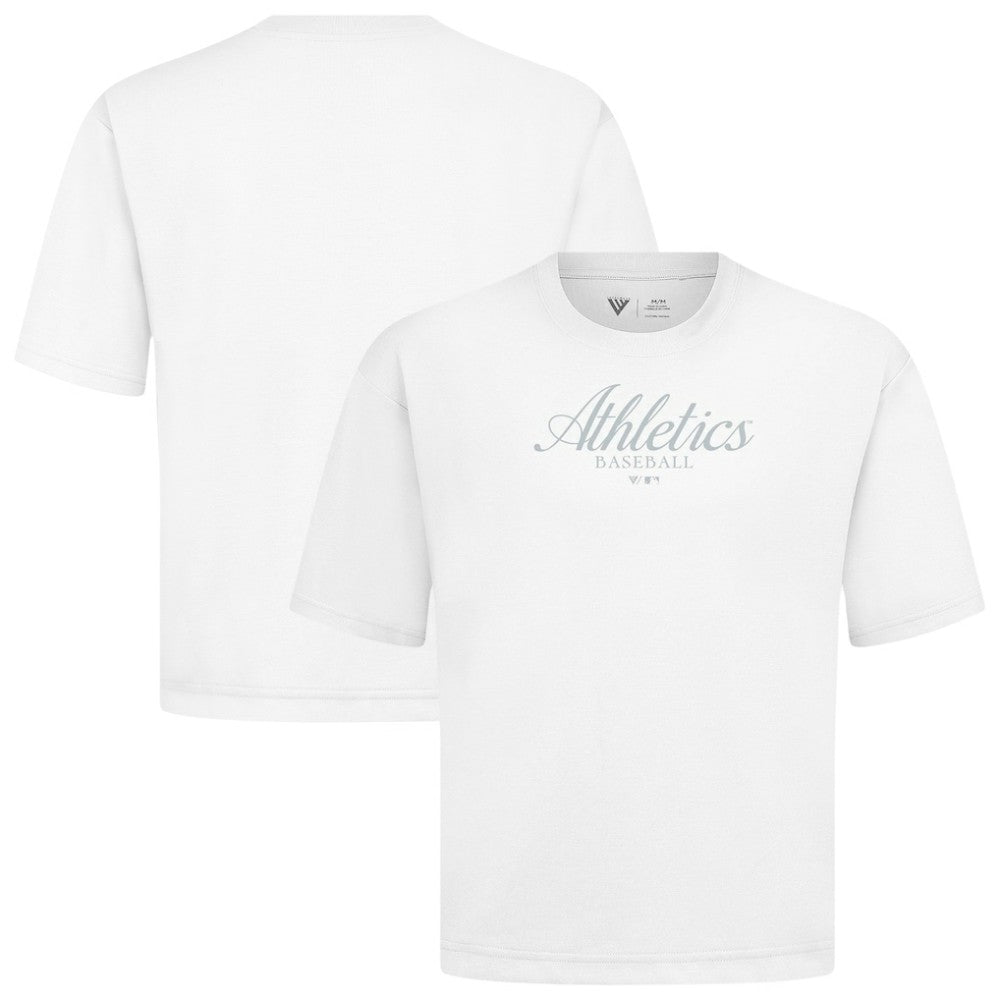 Athletics Levelwear Ethereal Oversized Luxe Signature Knit T-Shirt - White - MLB Sale