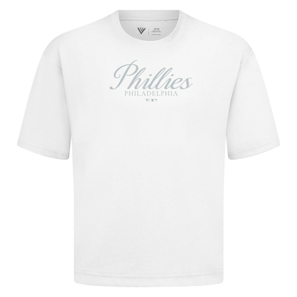 Philadelphia Phillies Levelwear Ethereal Oversized Luxe Signature Knit T-Shirt - White - MLB Online