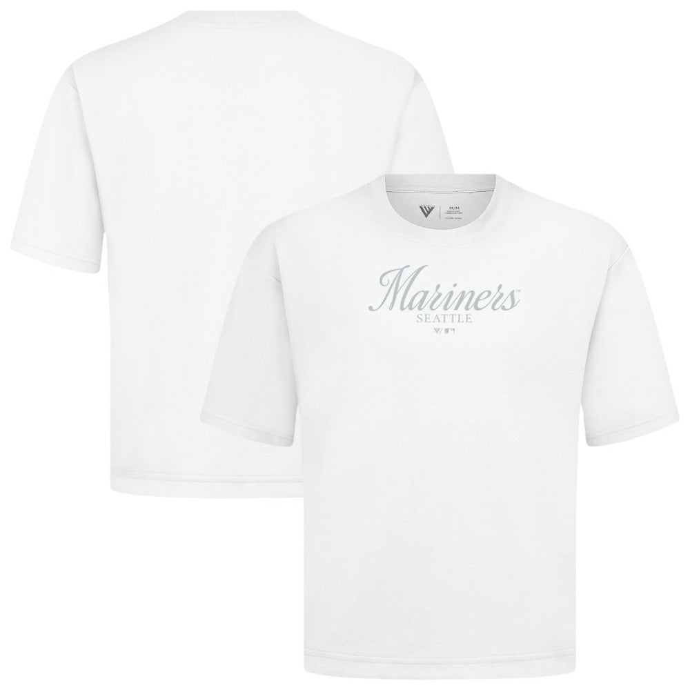 Seattle Mariners Levelwear Ethereal Oversized Luxe Signature Knit T-Shirt - White - MLB Sale