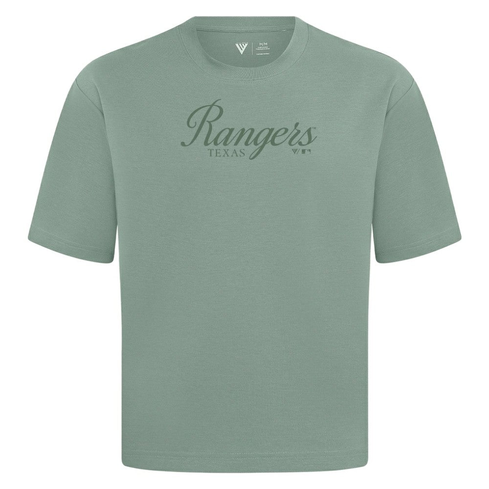 Texas Rangers Levelwear Ethereal Oversized Luxe Signature Knit T-Shirt - Green - MLB Lifestyle