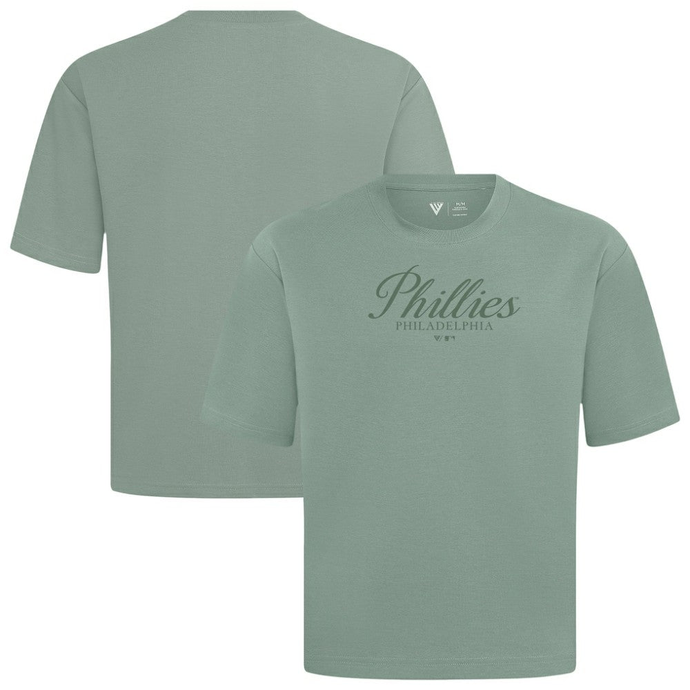 Philadelphia Phillies Levelwear Ethereal Oversized Luxe Signature Knit T-Shirt - Green - MLB Lifestyle