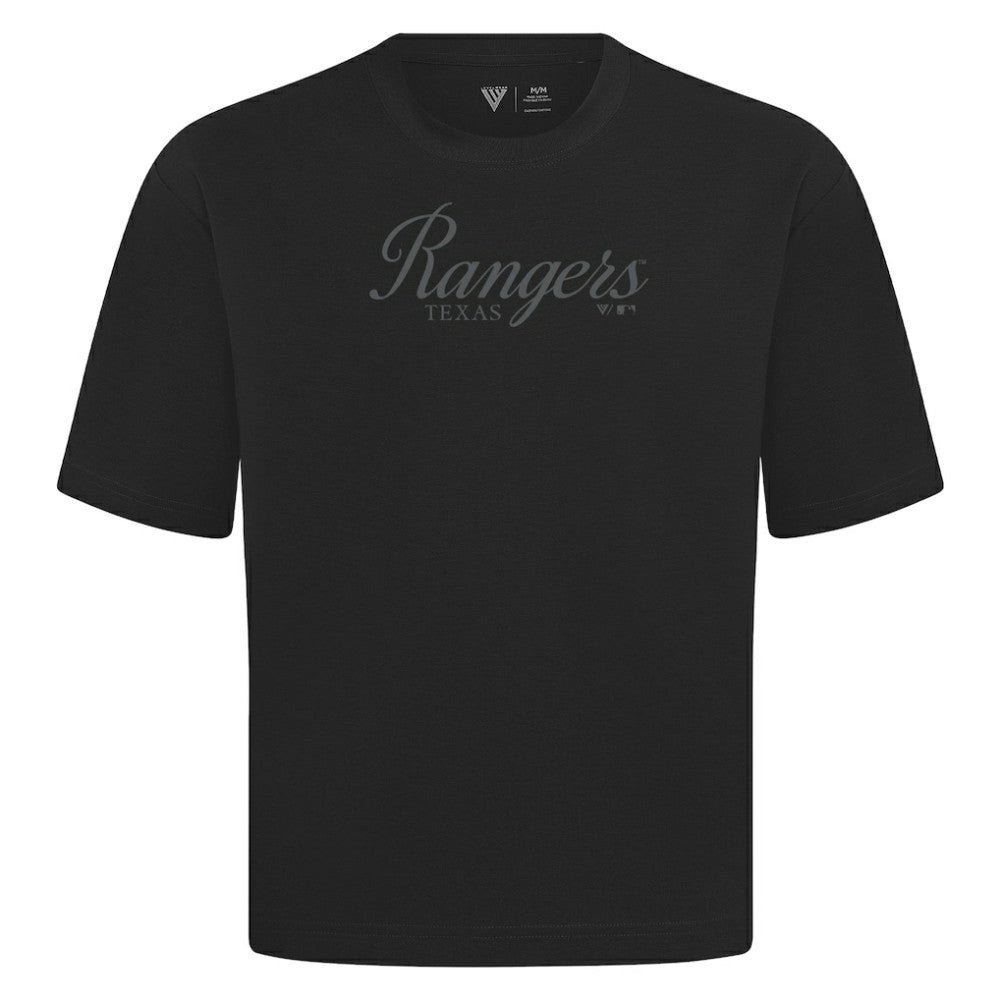 Texas Rangers Levelwear Ethereal Oversized Luxe Signature Knit T-Shirt - Black - MLB Lifestyle