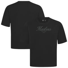 Miami Marlins Levelwear Ethereal Oversized Luxe Signature Knit T-Shirt - Black - MLB Sale