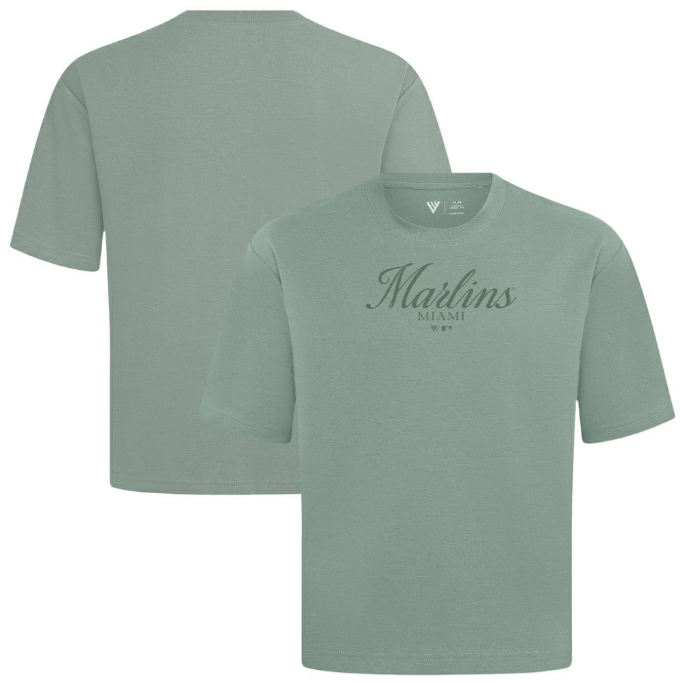 Miami Marlins Levelwear Ethereal Oversized Luxe Signature Knit T-Shirt - Green - MLB Lifestyle