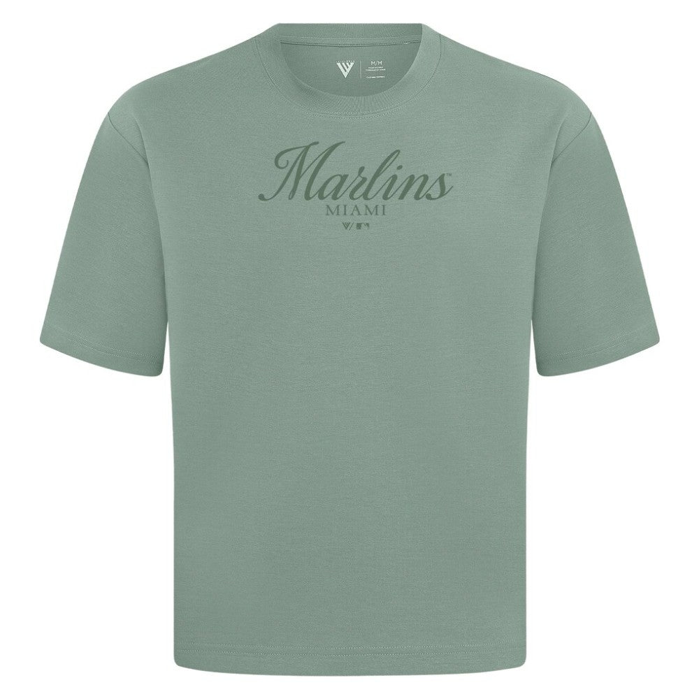 Miami Marlins Levelwear Ethereal Oversized Luxe Signature Knit T-Shirt - Green - MLB Lifestyle