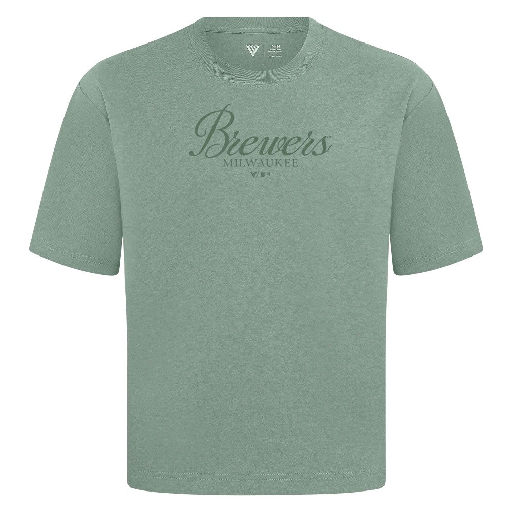 Milwaukee Brewers Levelwear Ethereal Oversized Luxe Signature Knit T-Shirt - Green - MLB Online