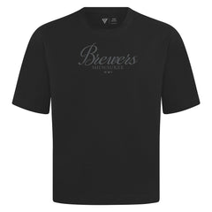 Milwaukee Brewers Levelwear Ethereal Oversized Luxe Signature Knit T-Shirt - Black - MLB Online