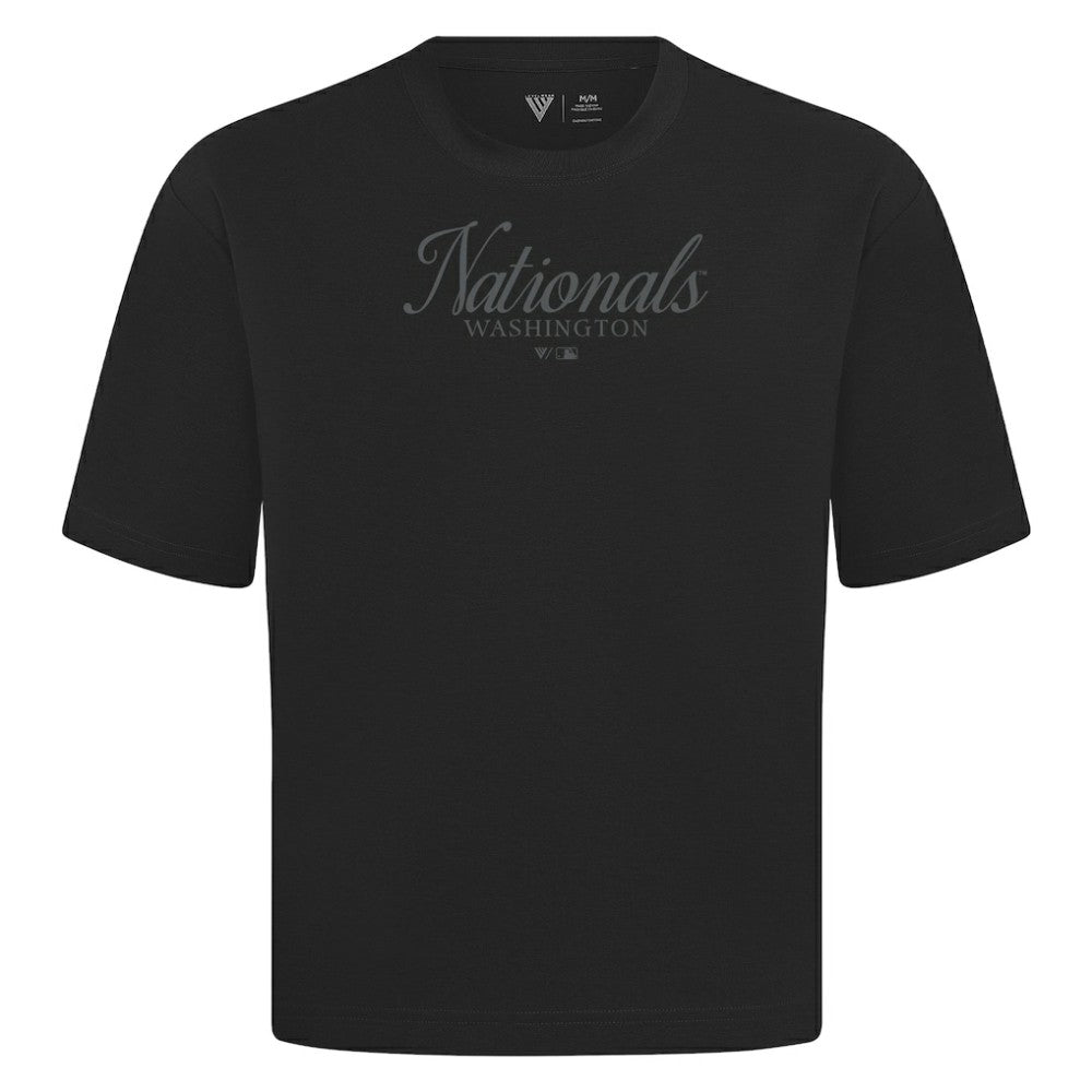 Washington Nationals Levelwear Ethereal Oversized Luxe Signature Knit T-Shirt - Black - MLB Lifestyle