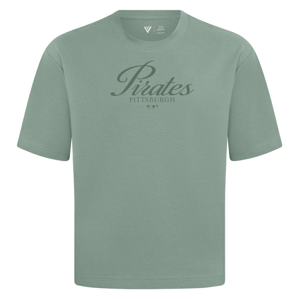 Pittsburgh Pirates Levelwear Ethereal Oversized Luxe Signature Knit T-Shirt - Green - MLB on Sale
