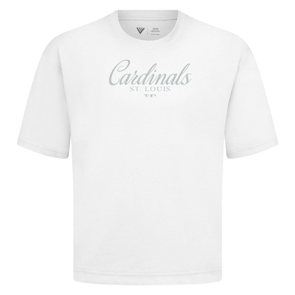 St. Louis Cardinals Levelwear Ethereal Oversized Luxe Signature Knit T-Shirt - White - MLB Online