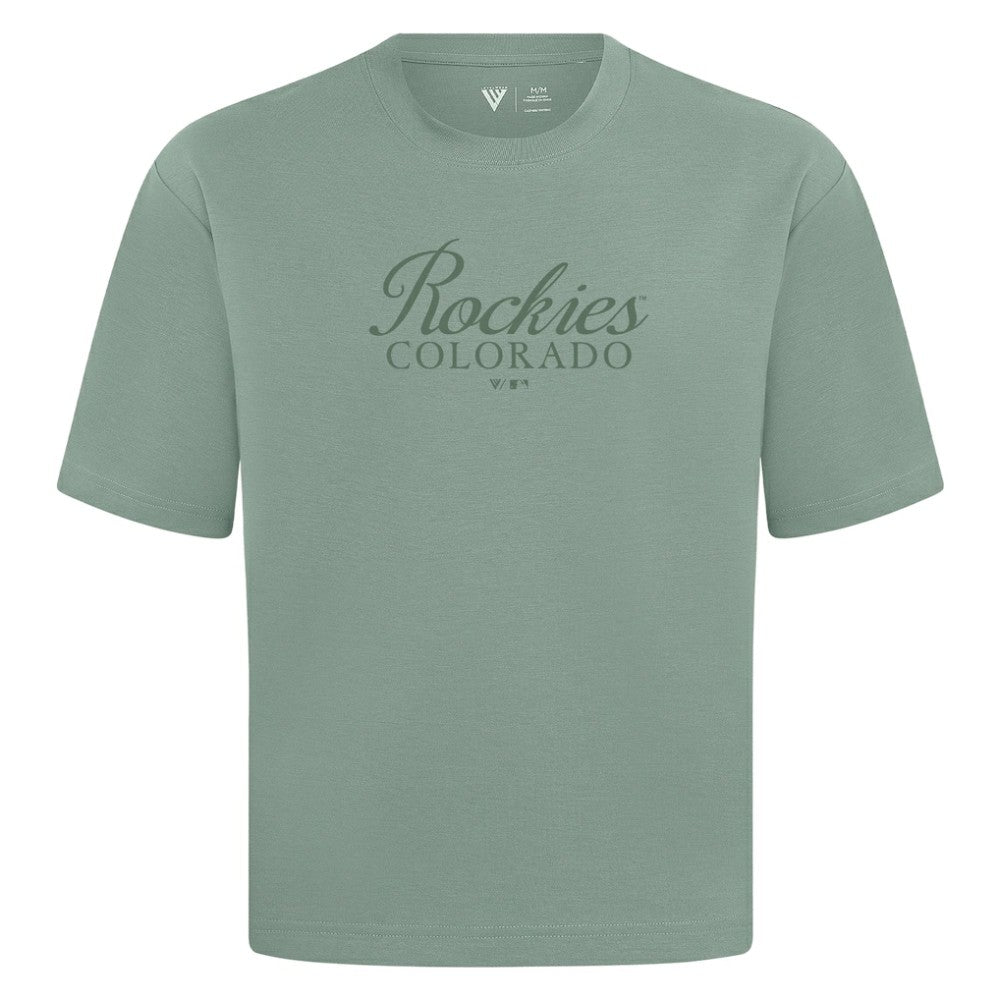 Colorado Rockies Levelwear Ethereal Oversized Luxe Signature Knit T-Shirt - Green - MLB Discount