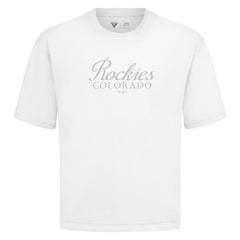 Colorado Rockies Levelwear Ethereal Oversized Luxe Signature Knit T-Shirt - White - MLB Sale