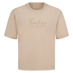 Colorado Rockies Levelwear Ethereal Oversized Luxe Signature Knit T-Shirt - Khaki - MLB Lifestyle