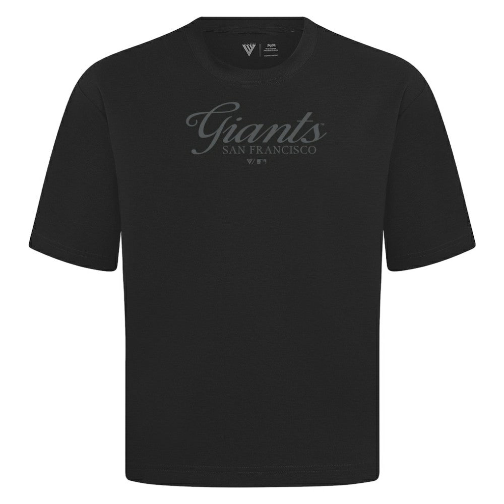 San Francisco Giants Levelwear Ethereal Oversized Luxe Signature Knit T-Shirt - Black - MLB Lifestyle