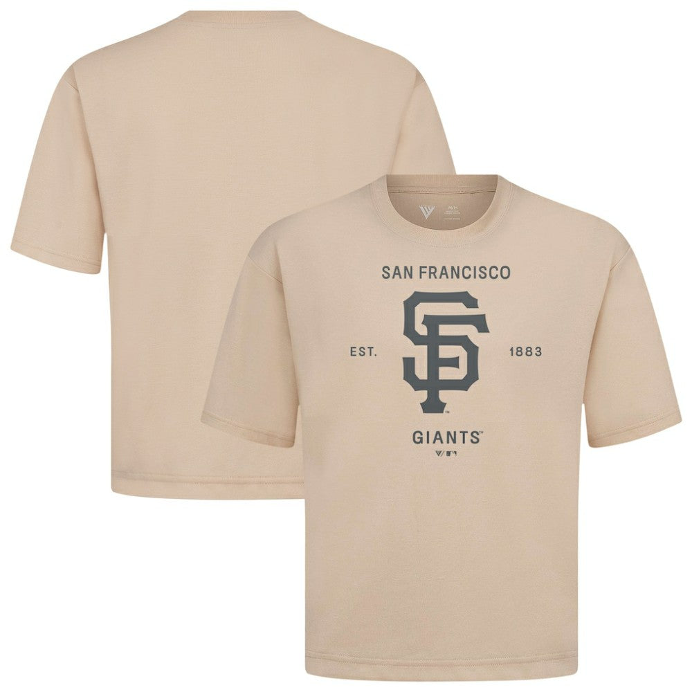 San Francisco Giants Levelwear Crossway Oversized Luxe Signature Knit T-Shirt - Khaki - MLB Sale