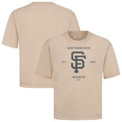 San Francisco Giants Levelwear Crossway Oversized Luxe Signature Knit T-Shirt - Khaki - MLB Sale