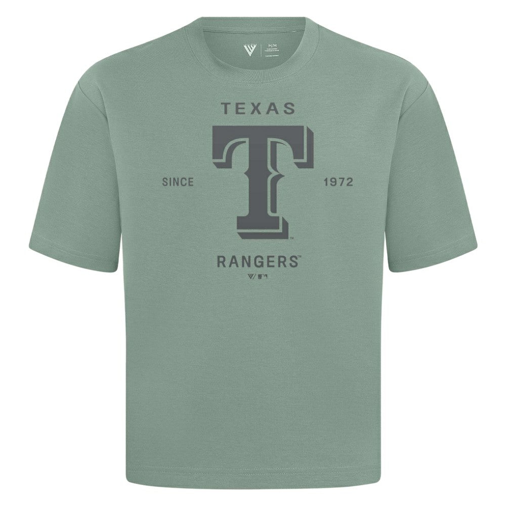 Texas Rangers Levelwear Crossway Oversized Luxe Signature Knit T-Shirt - Green - MLB Lifestyle
