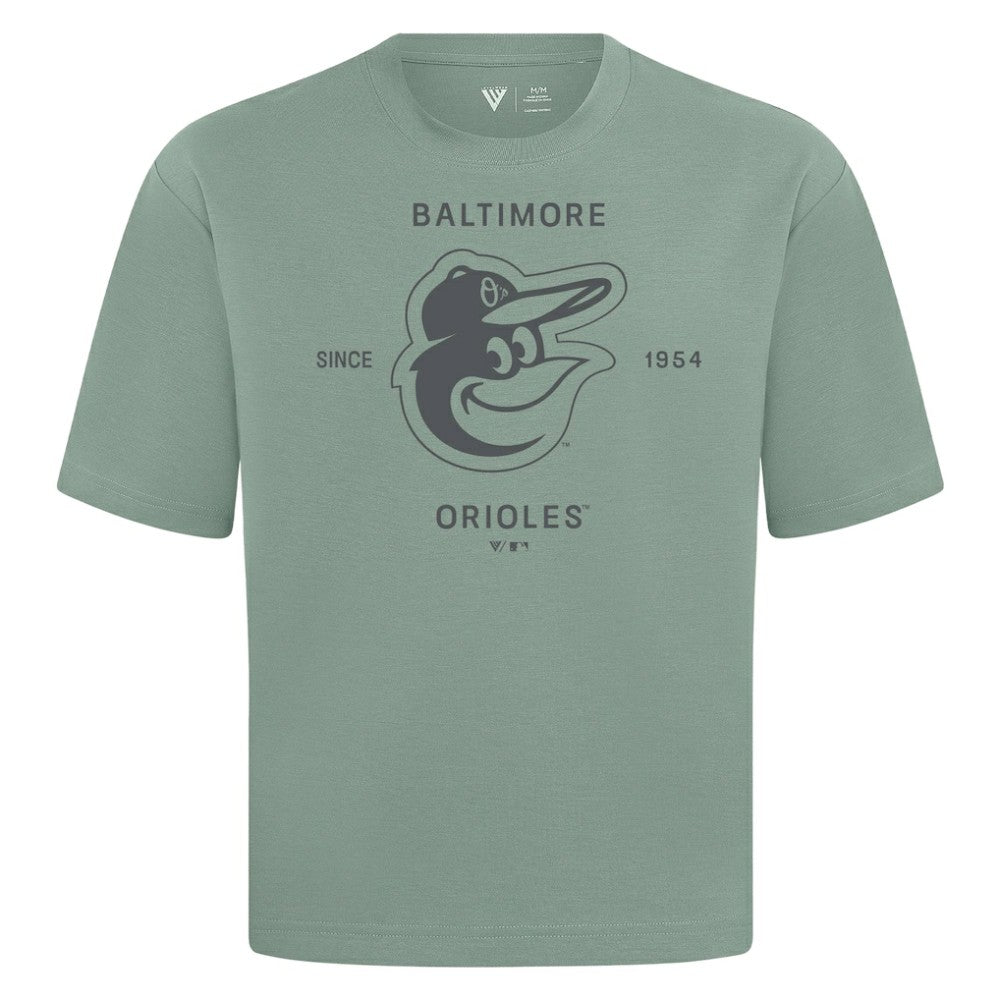 Baltimore Orioles Levelwear Crossway Oversized Luxe Signature Knit T-Shirt - Green - MLB Lifestyle