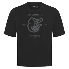 Baltimore Orioles Levelwear Crossway Oversized Luxe Signature Knit T-Shirt - Black - MLB on Sale