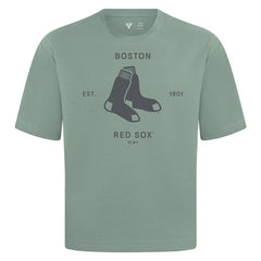 Boston Red Sox Levelwear Crossway Oversized Luxe Signature Knit T-Shirt - Green - MLB Sale