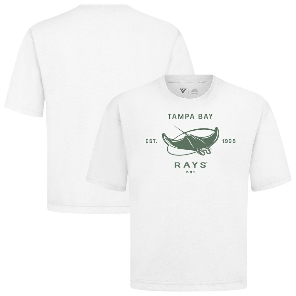 Tampa Bay Rays Levelwear Crossway Oversized Luxe Signature Knit T-Shirt - White - MLB Discount