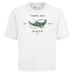 Tampa Bay Rays Levelwear Crossway Oversized Luxe Signature Knit T-Shirt - White - MLB Discount