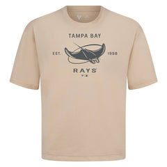 Tampa Bay Rays Levelwear Crossway Oversized Luxe Signature Knit T-Shirt - Khaki - MLB Discount