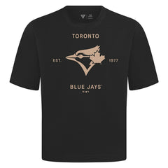 Toronto Blue Jays Levelwear Crossway Oversized Luxe Signature Knit T-Shirt - Black - MLB on Sale