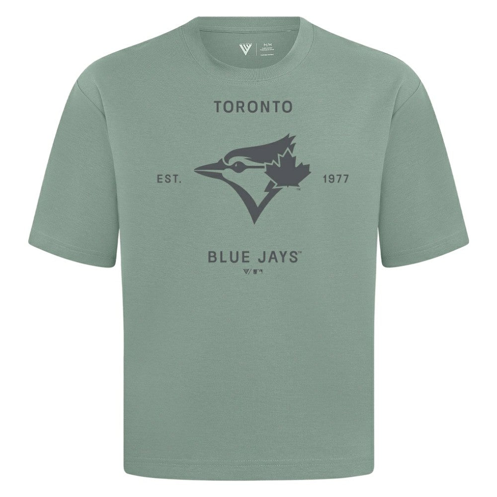 Toronto Blue Jays Levelwear Crossway Oversized Luxe Signature Knit T-Shirt - Green - MLB Discount