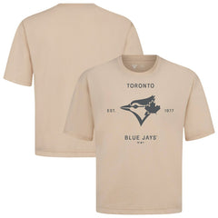 Toronto Blue Jays Levelwear Crossway Oversized Luxe Signature Knit T-Shirt - Khaki - MLB on Sale