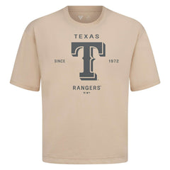 Texas Rangers Levelwear Crossway Oversized Luxe Signature Knit T-Shirt - Khaki - MLB Discount