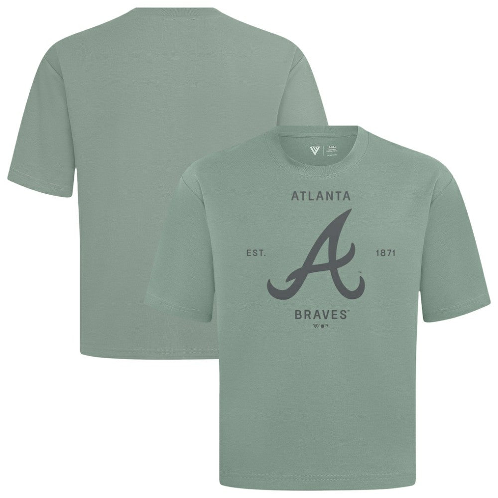 Atlanta Braves Levelwear Crossway Oversized Luxe Signature Knit T-Shirt - Green - MLB on Sale