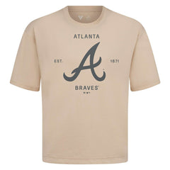 Atlanta Braves Levelwear Crossway Oversized Luxe Signature Knit T-Shirt - Khaki - MLB Online