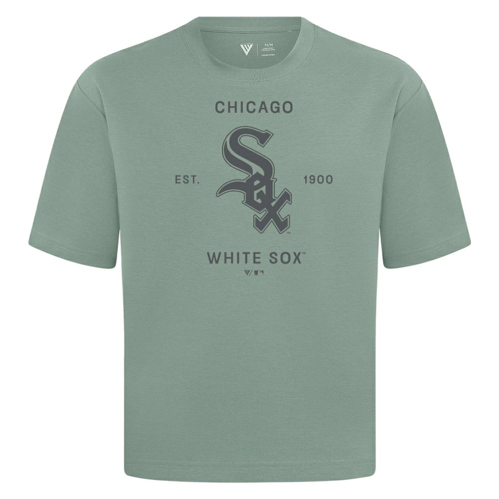 Chicago White Sox Levelwear Crossway Oversized Luxe Signature Knit T-Shirt - Green - MLB Lifestyle