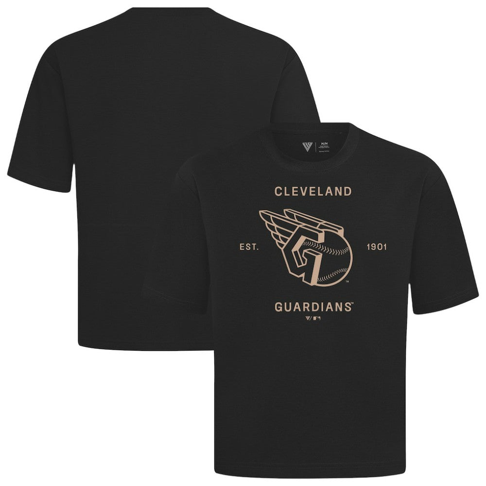 Cleveland Guardians Levelwear Crossway Oversized Luxe Signature Knit T-Shirt - Black - MLB Lifestyle