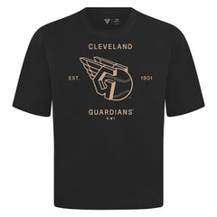 Cleveland Guardians Levelwear Crossway Oversized Luxe Signature Knit T-Shirt - Black - MLB Lifestyle