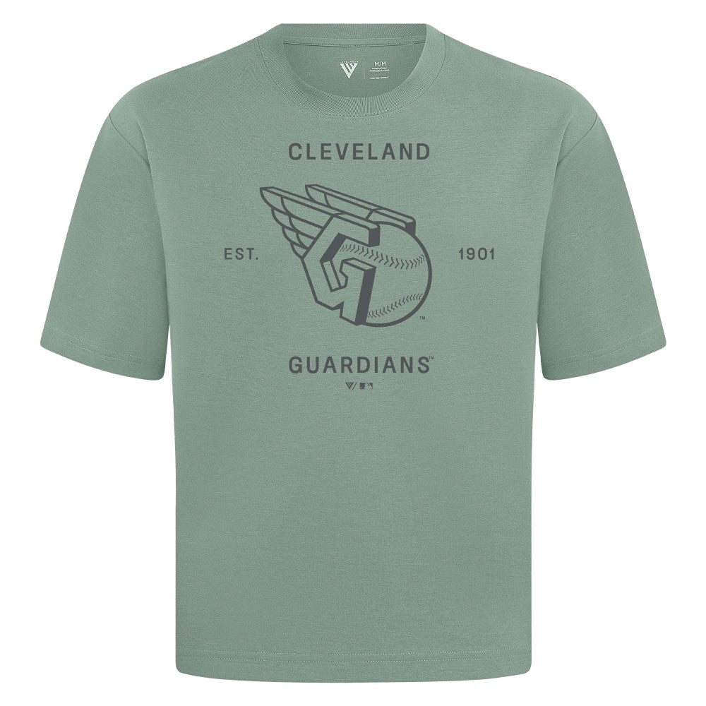 Cleveland Guardians Levelwear Crossway Oversized Luxe Signature Knit T-Shirt - Green - MLB Discount