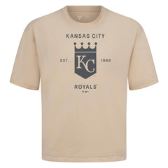 Kansas City Royals Levelwear Crossway Oversized Luxe Signature Knit T-Shirt - Khaki - MLB on Sale