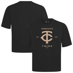 Minnesota Twins Levelwear Crossway Oversized Luxe Signature Knit T-Shirt - Black - MLB Lifestyle