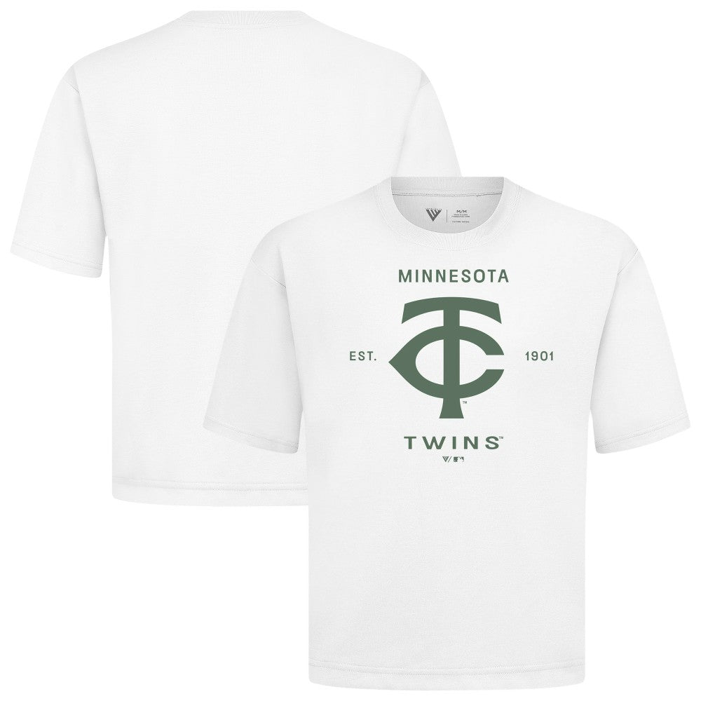Minnesota Twins Levelwear Crossway Oversized Luxe Signature Knit T-Shirt - White - MLB on Sale