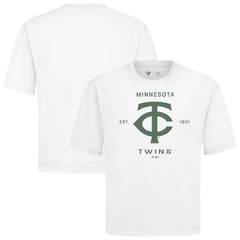 Minnesota Twins Levelwear Crossway Oversized Luxe Signature Knit T-Shirt - White - MLB on Sale