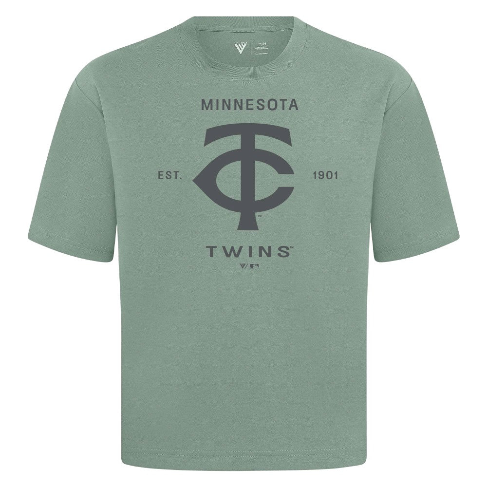 Minnesota Twins Levelwear Crossway Oversized Luxe Signature Knit T-Shirt - Green - MLB Lifestyle