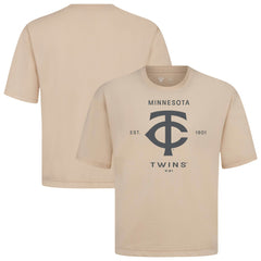 Minnesota Twins Levelwear Crossway Oversized Luxe Signature Knit T-Shirt - Khaki - MLB Lifestyle