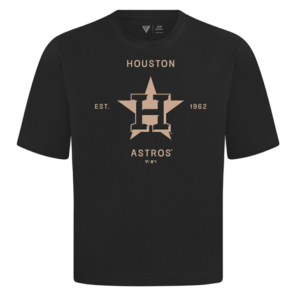 Houston Astros Levelwear Crossway Oversized Luxe Signature Knit T-Shirt - Black - MLB Lifestyle