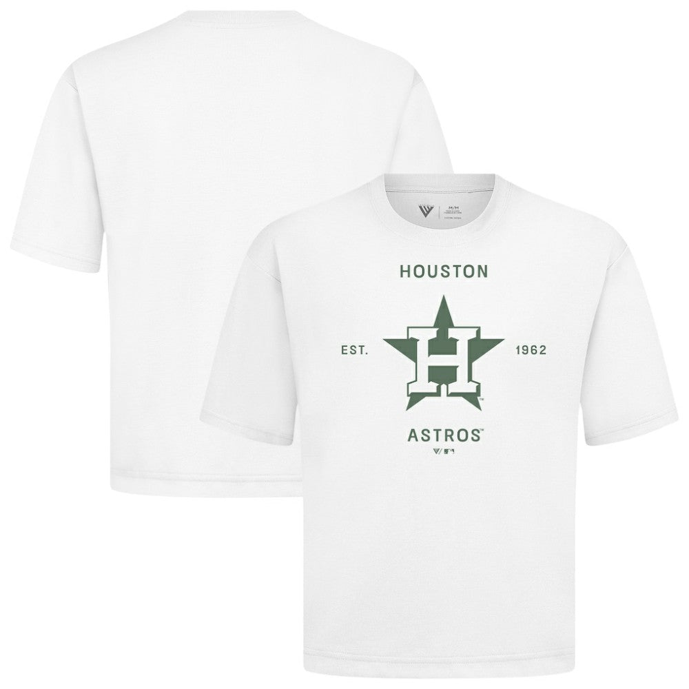 Houston Astros Levelwear Crossway Oversized Luxe Signature Knit T-Shirt - White - MLB Lifestyle
