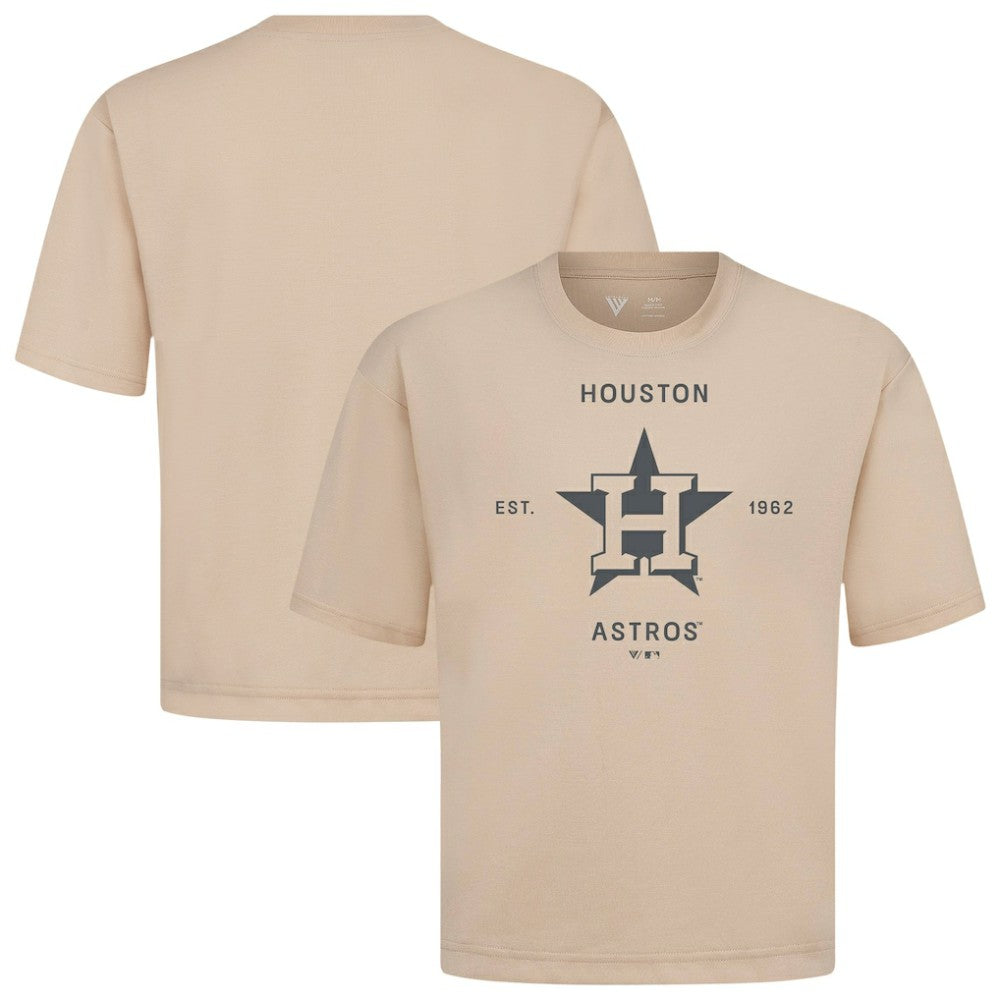 Houston Astros Levelwear Crossway Oversized Luxe Signature Knit T-Shirt - Khaki - MLB Online