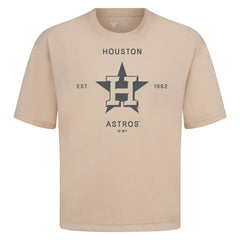 Houston Astros Levelwear Crossway Oversized Luxe Signature Knit T-Shirt - Khaki - MLB Online
